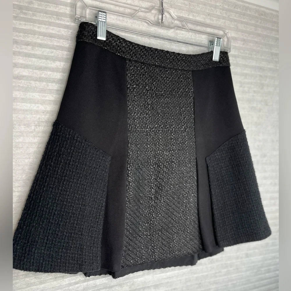 Rebecca Taylor Black Tweed Mini Skirt Size 0 Waist 27 - Picture 11 of 11